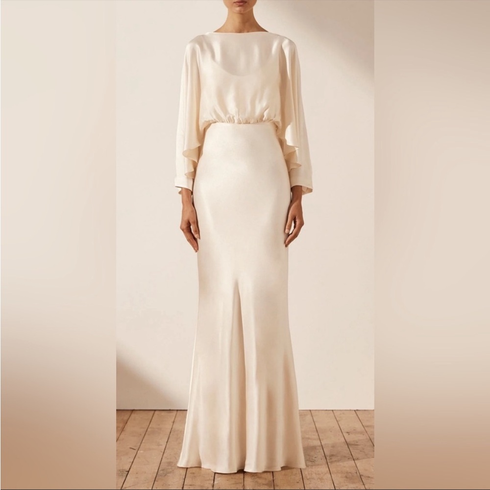 NWT Shona Joy La Lune Open Back Curved Sleeve Maxi Dress